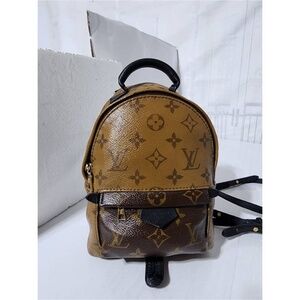 Authentic Louis Vuitton Monogram Reverse Canvas Mini Palm Spring Backpack Brown